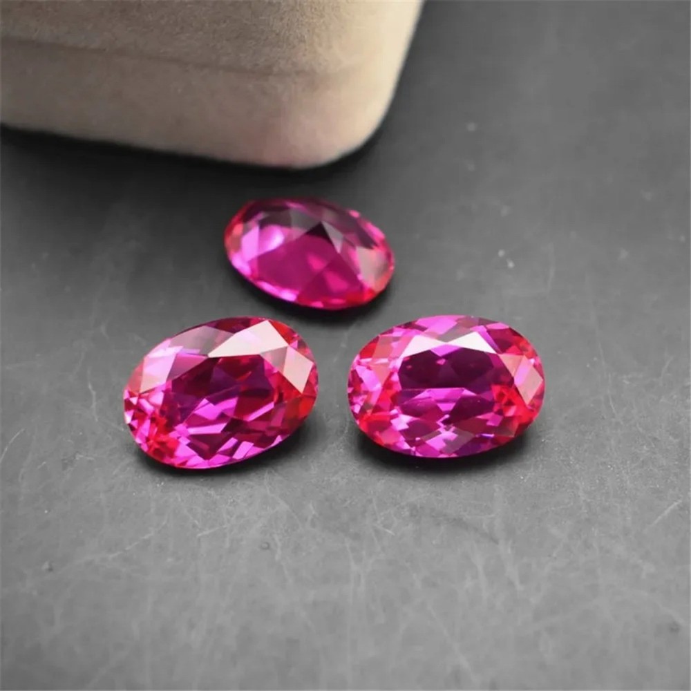 Pink Ruby Mohs Hardness 9 Oval Cut Gemstone Egg Shape Faceted Ruby Gem