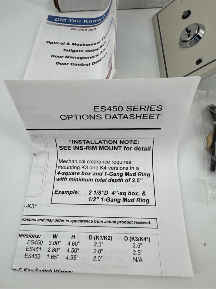 NEW!! DSi Remote Switch Control Double Edge Key - Designed Security Inc ES450-K1