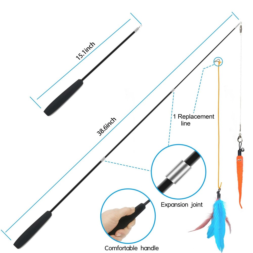 ZPH Cat Toys Interactive for Indoor Cats,2PCS Retractable Wand,9PCS Basic
