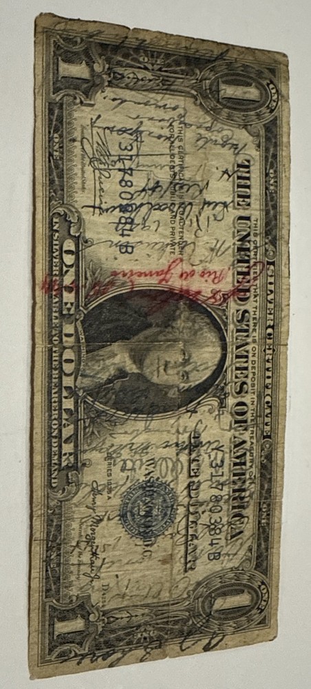 1935 A Silver Certificate Unique Rare Signed by several Unknown Potential Famous