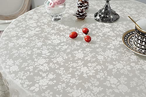 Waterproof Vinyl Tablecloth, Rectangle Heavy 84" x 60" (Rectangular) Ivory