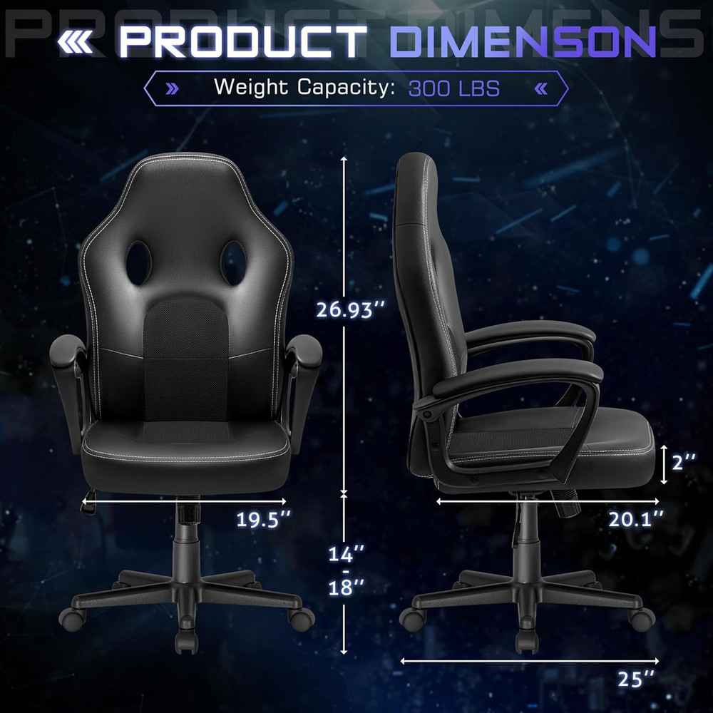 Office Gaming Chair High Back Leather Computer Chairs Ergonomic Height Adjustabl