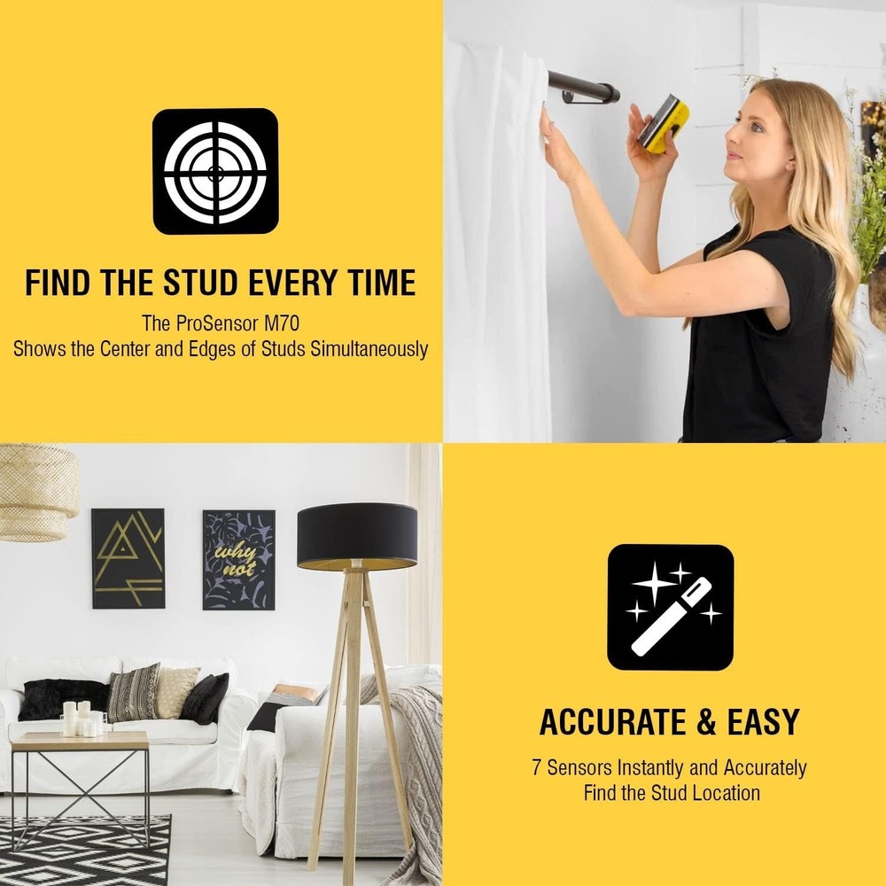 ProSensor M70 Stud Finder - 7-Sensor Wall Scanner for Accurate Stud Detection