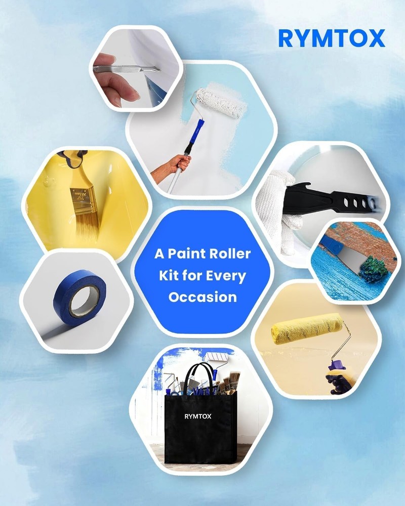 33PCS Professional Paint Roller Kit with Adjustable 2-4FT Extension Pole