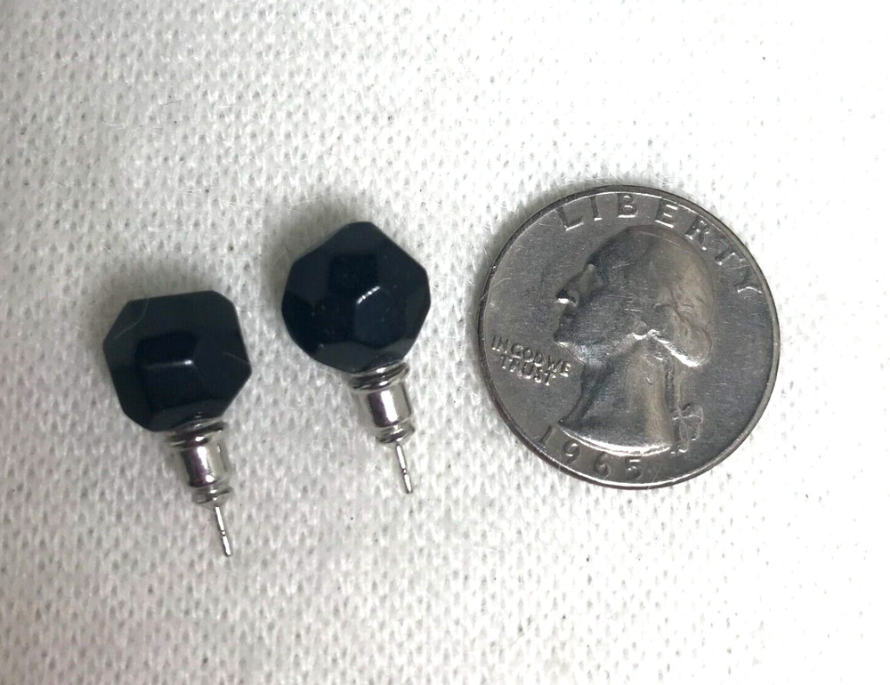 Black Acrylic Faceted Stud Earrings