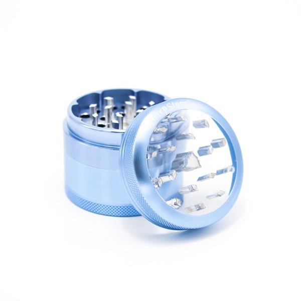 SharpStone CLEAR TOP 4 Piece MEDIUM 2.2” Herb / Spice Grinder BLUE AUTHENTIC