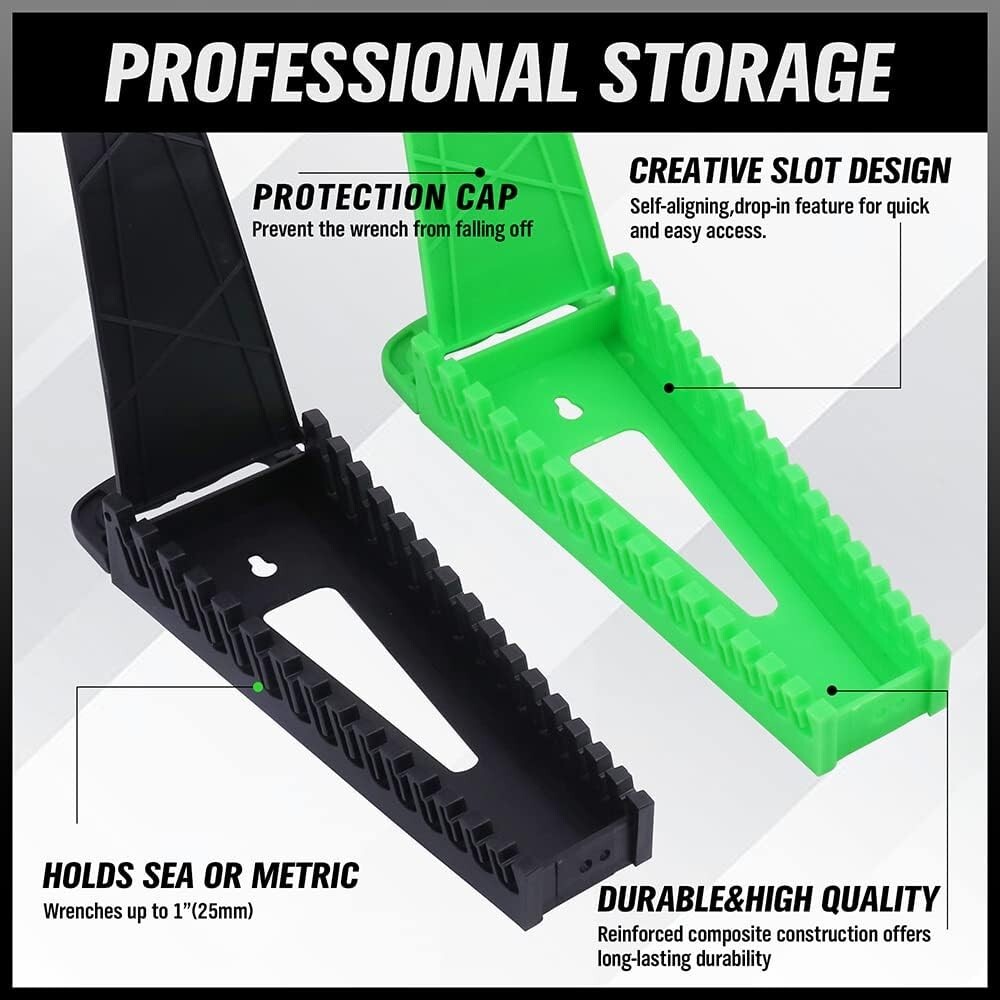 30pc Wrench Holder Organizer Rail Rack Tool Storage Mountable Handheld All Sizes