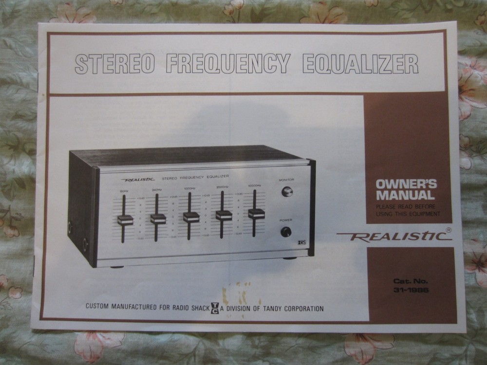 Realistic Stereo Frequency Equalizer 31-1986 Tested Working With Original Manual