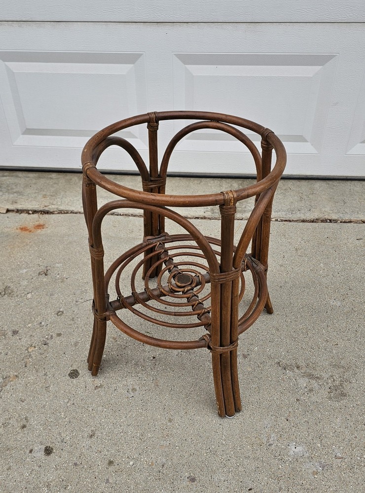 Vintage MCM Bamboo Table Wicker