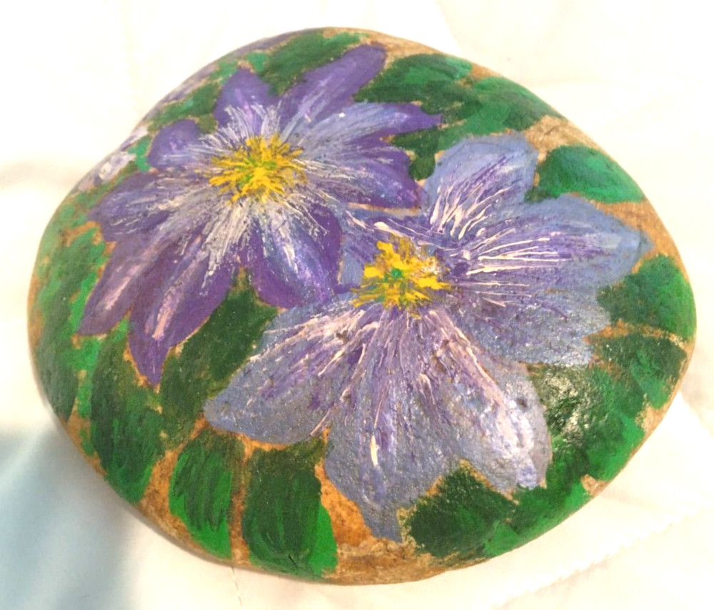 Art Rock Hand Painted Flower Patch