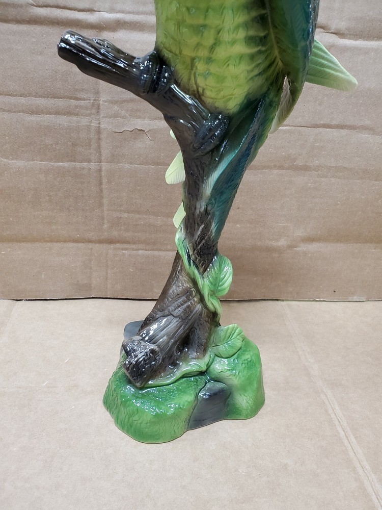 17" Ceramic Bird On Perch Airbrushed Figurine