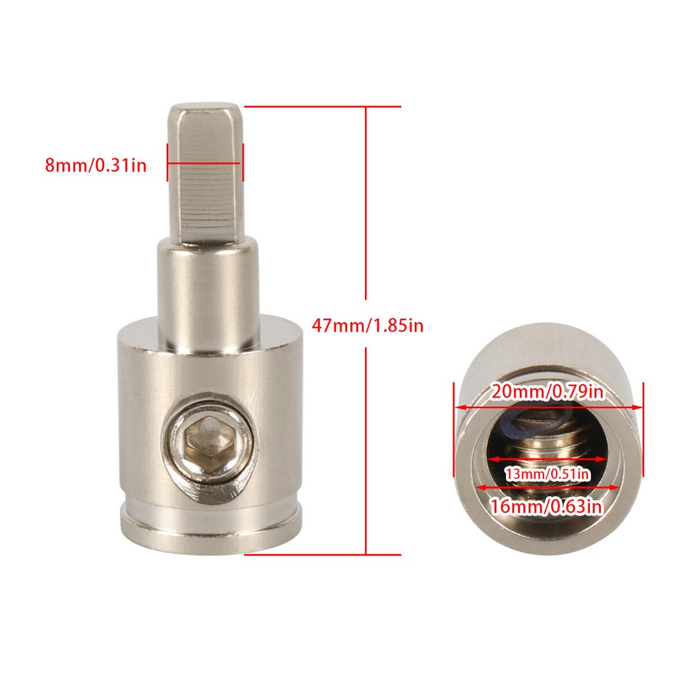 4X Silver Brass 47mm Amp Input Reducer With 1Wrench for Power/Ground Cable
