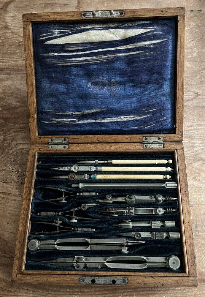 Antique WW1 Stanley Technical Drawing, Engineering Instrument Set.