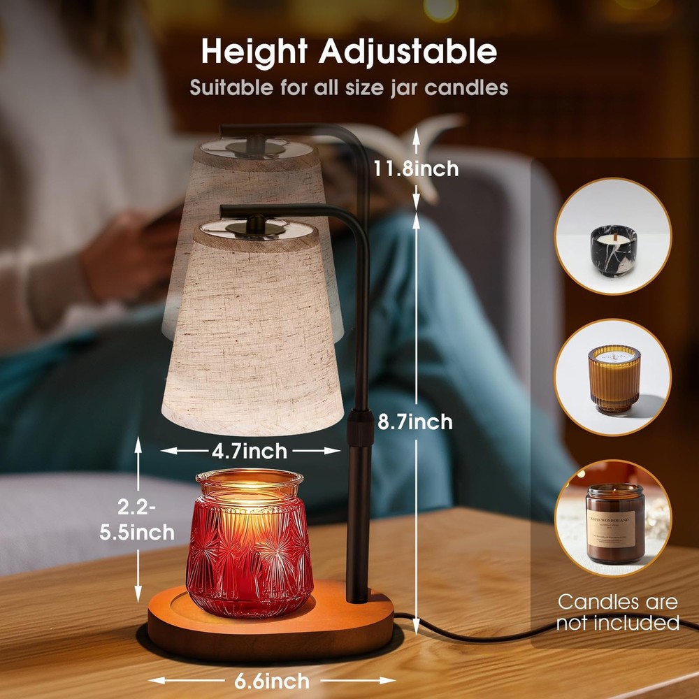 Candle Warmer Lamp with Timer Dimmable, Adjustable Height Candle Warmer Light...