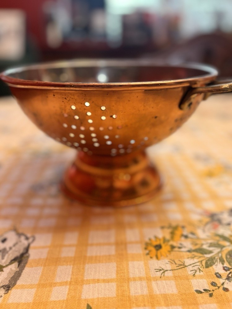 Vintage Colander Solid Copper Footed Pedestal 9" Strainer