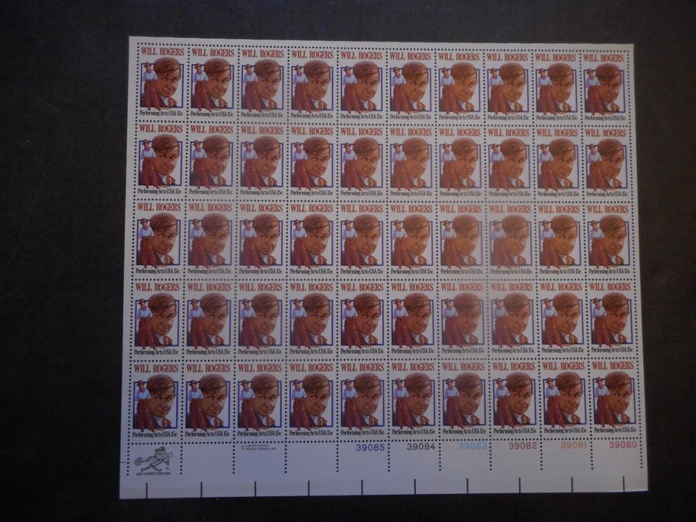 Scott 1801, 15 cent, Will Rogers, Sheet