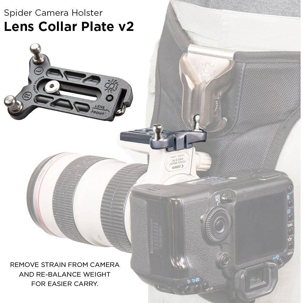 SpiderPro Lens Collar Plate V2 for Any Spider Camera Holster System Featuring Le