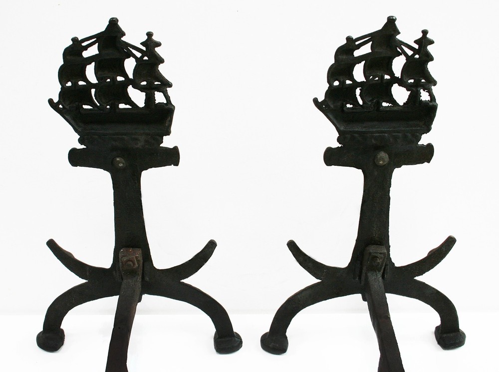 Antique Anchor Andirons, Circa 1910