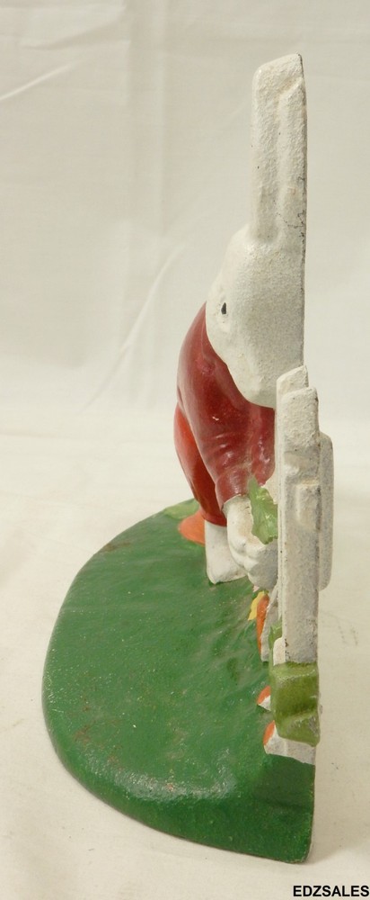 Bunny Rabbit Picking Carrots Cast Iron Doorstop