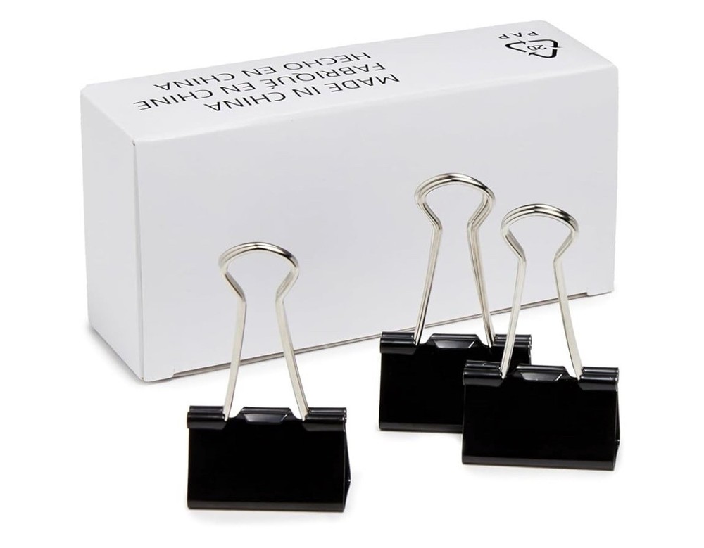 Amazon Basics Sturdy Binder Clips for Office Use, 96 Count (8 Pack of 12)