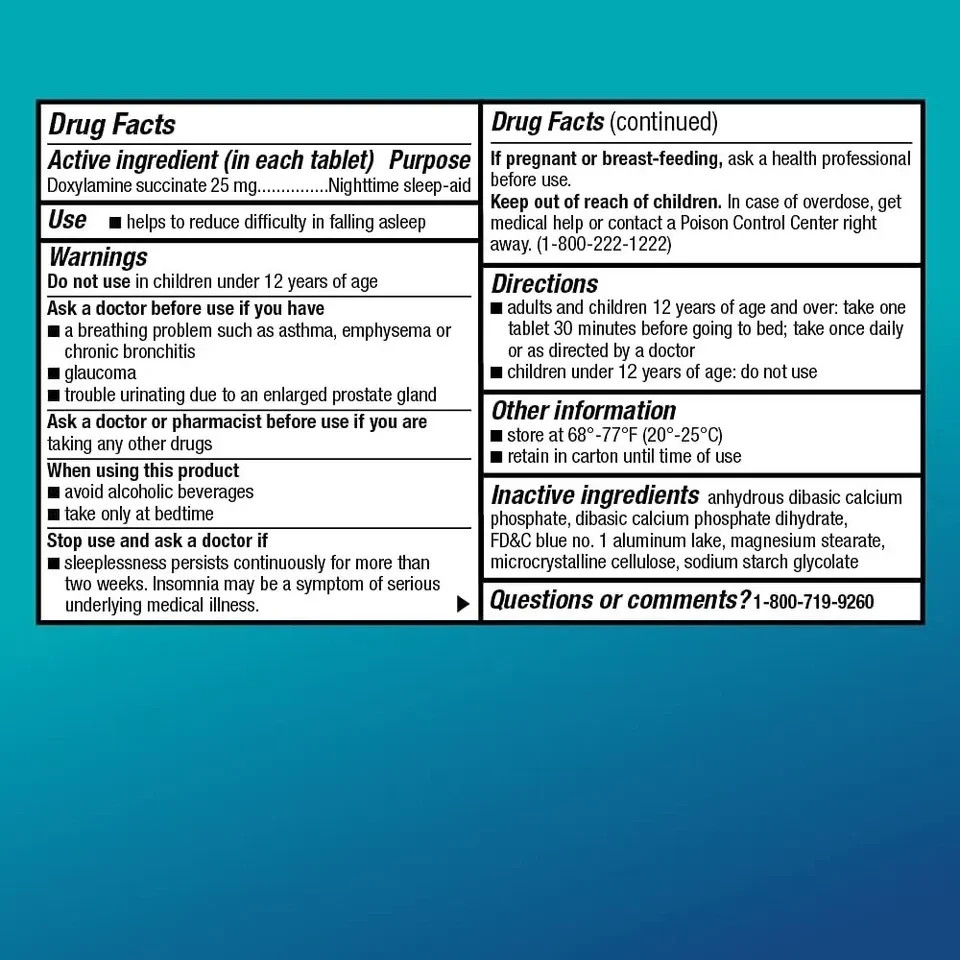 Basic Care Sleep Aid, Doxylamine Succinate Tablets, 25 mg, 96 Count