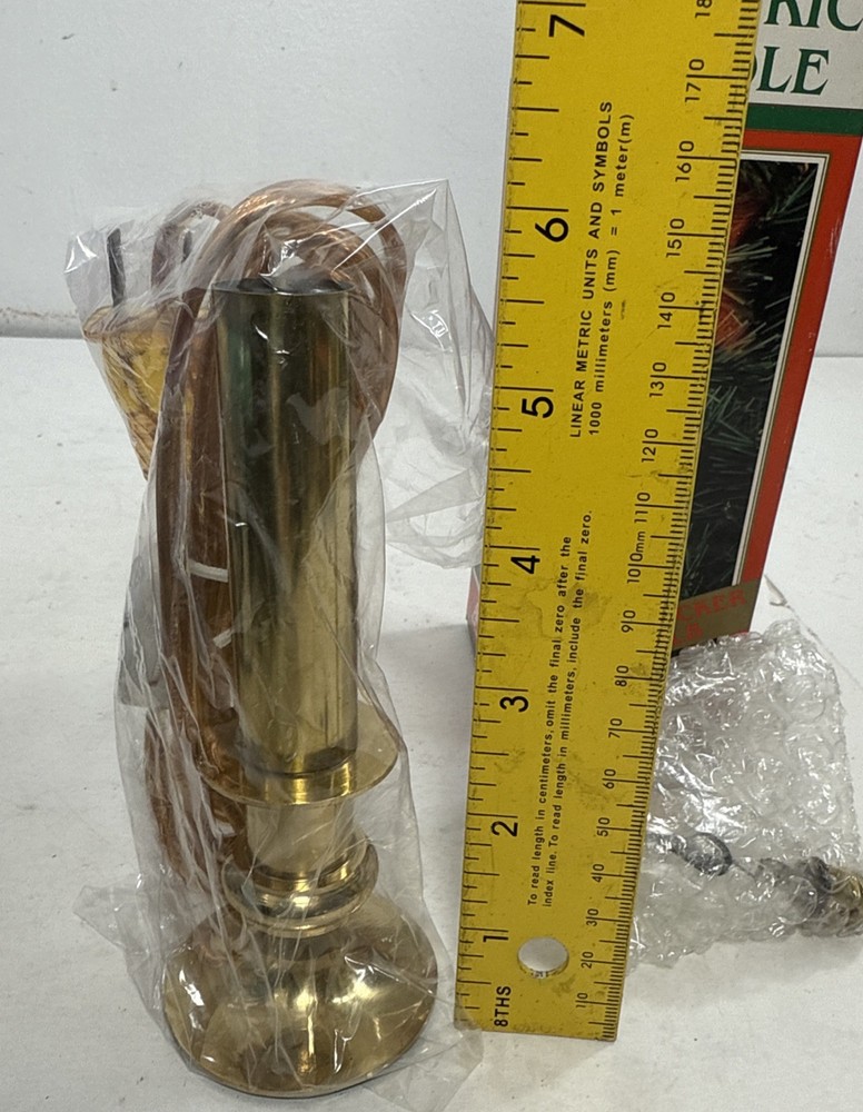 Vintage American Tree Solid Brass Electric Candle w/ Flicker Bulb