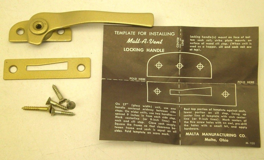 [6] NEW MALTA LOCKING WINDOW SASH HANDLE HARDWARE CHAMPAGNE MALT-A-VENT DD