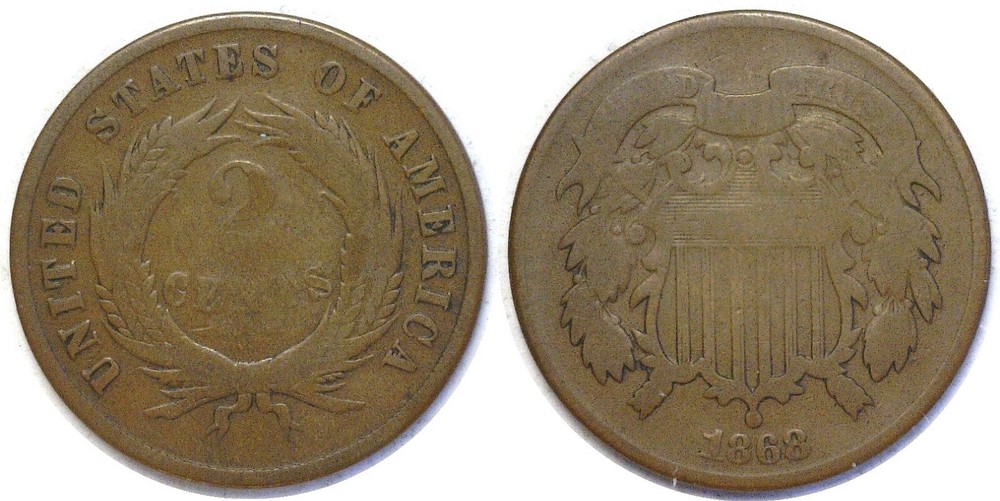 1868 2C Two-Cent Piece Good