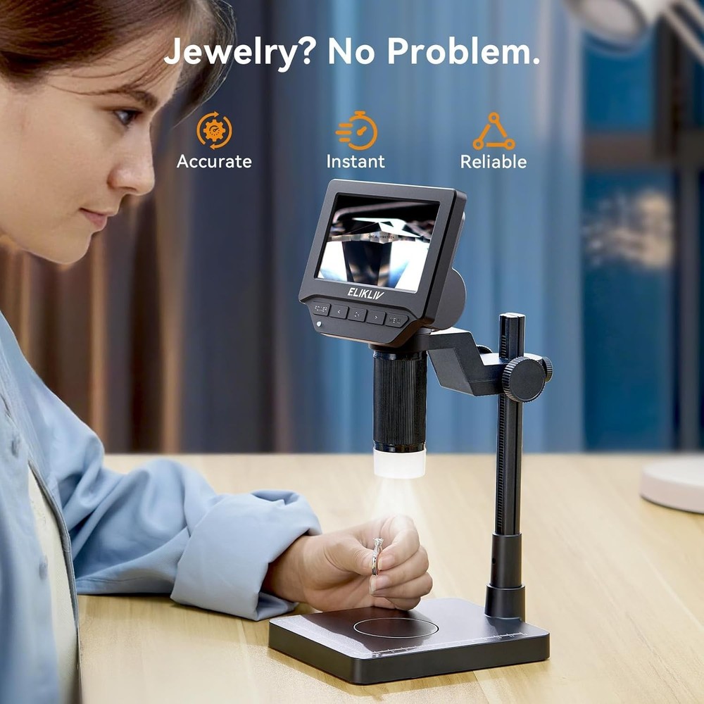 Coin Microscope with Scale：4.3" Digital Microscope with Adjustable LED, Error...