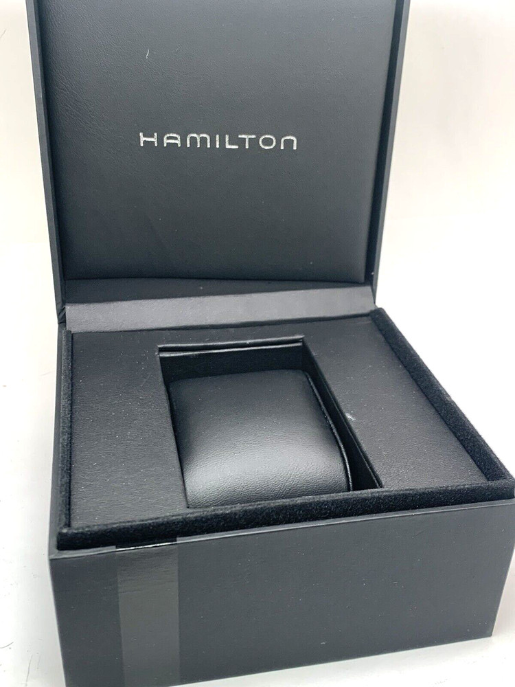 Hamilton Watch Presentation Black Cardboard Box Display Empty With Booklet