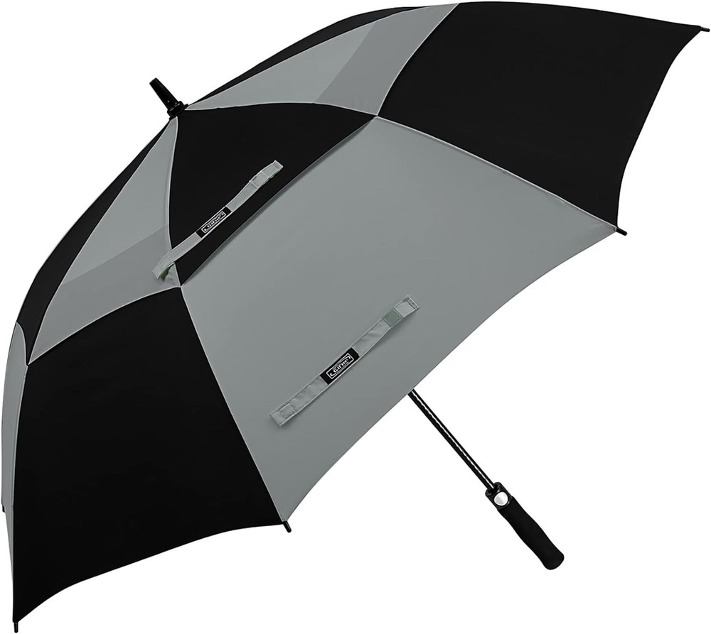 47In Automatic Open Golf Stick Umbrella Oversize Double Canopy Vented Waterproof