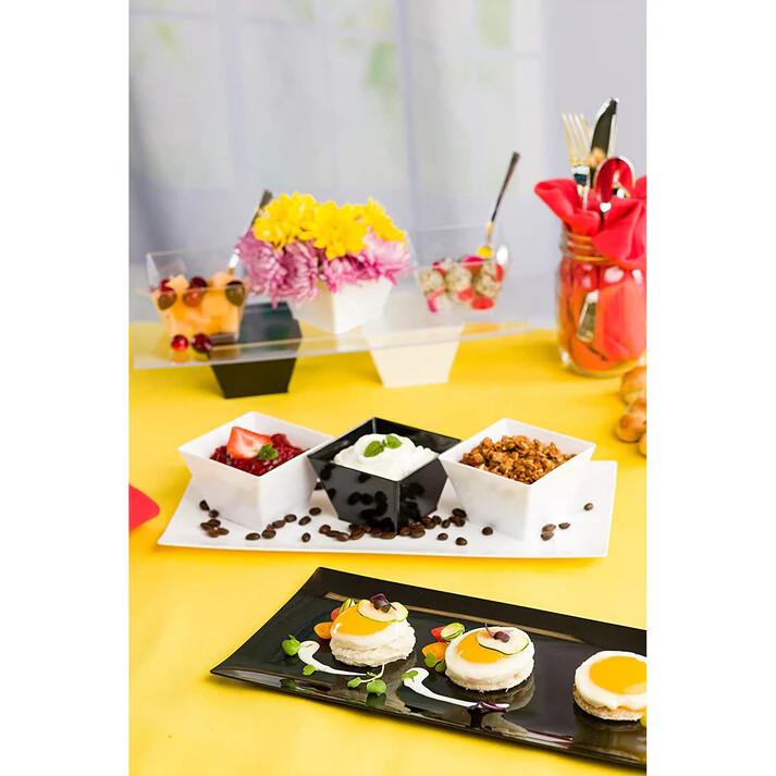Lillian Table settings Black Rectangle Plastic Condiment Trays 13'' X 6.25''