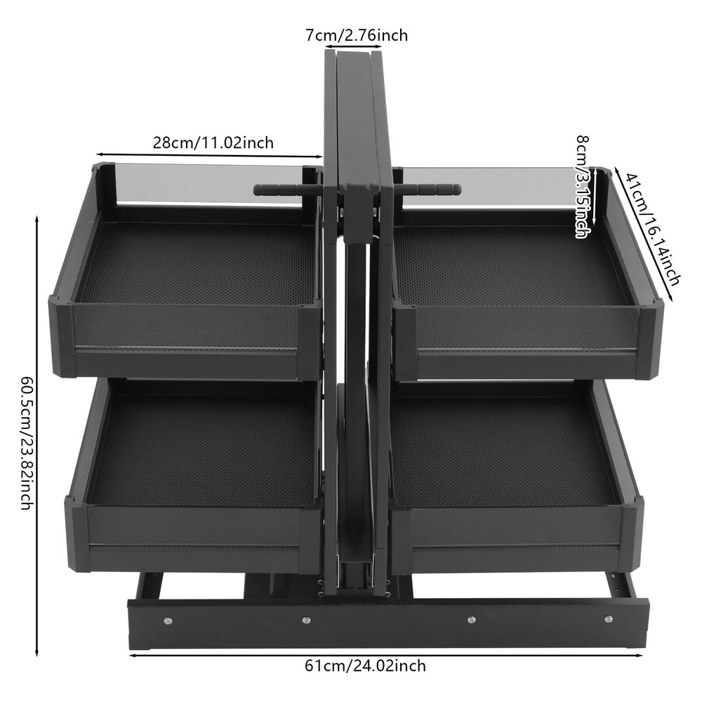2 Tiers Blind Corner Kitchen Cabinet Organizer Pull Out Kitchen Cabinet Basket