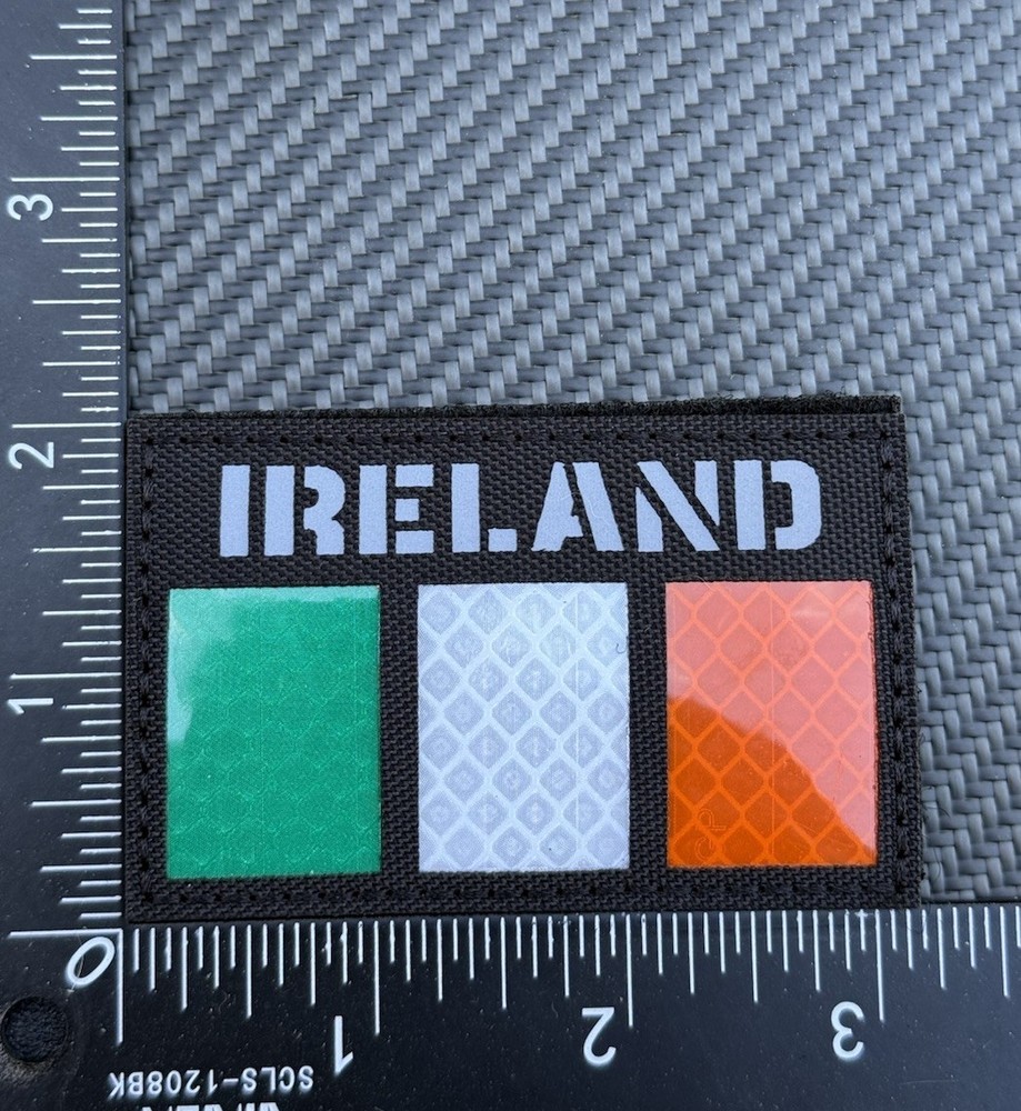 Ireland IR Reflective Tactical Flag Hook Loop Patch Color Black