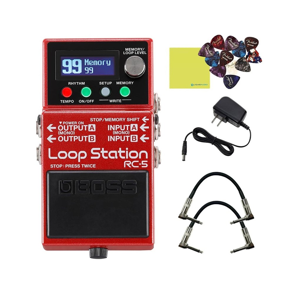 Boss RC-5 Loop Station Compact Phrase Recorder Pedal Bundle with 2x Strukture...