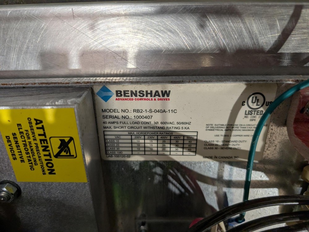 Benshaw Soft Starter Controller Assembly - RB2-1-S-040A-11C - 600 VAC