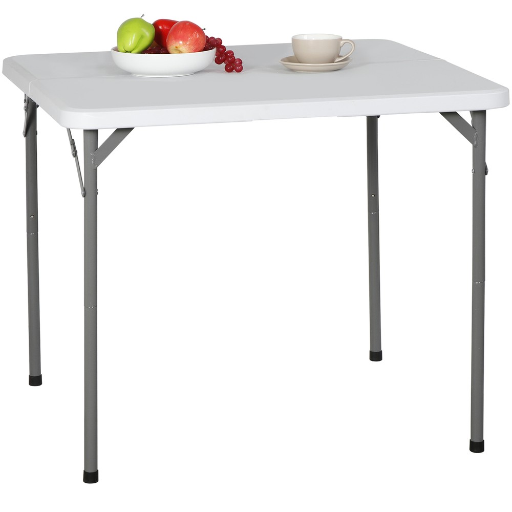 34" Fold in Half Square Table Portable Plastic Dining Card Table Foldable Home