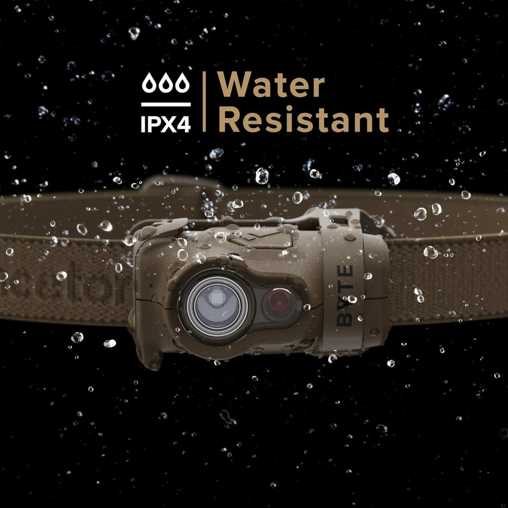 Byte Tactical LED Headlamp Lightweight Compact, Durable Hands-Free Lighting w...