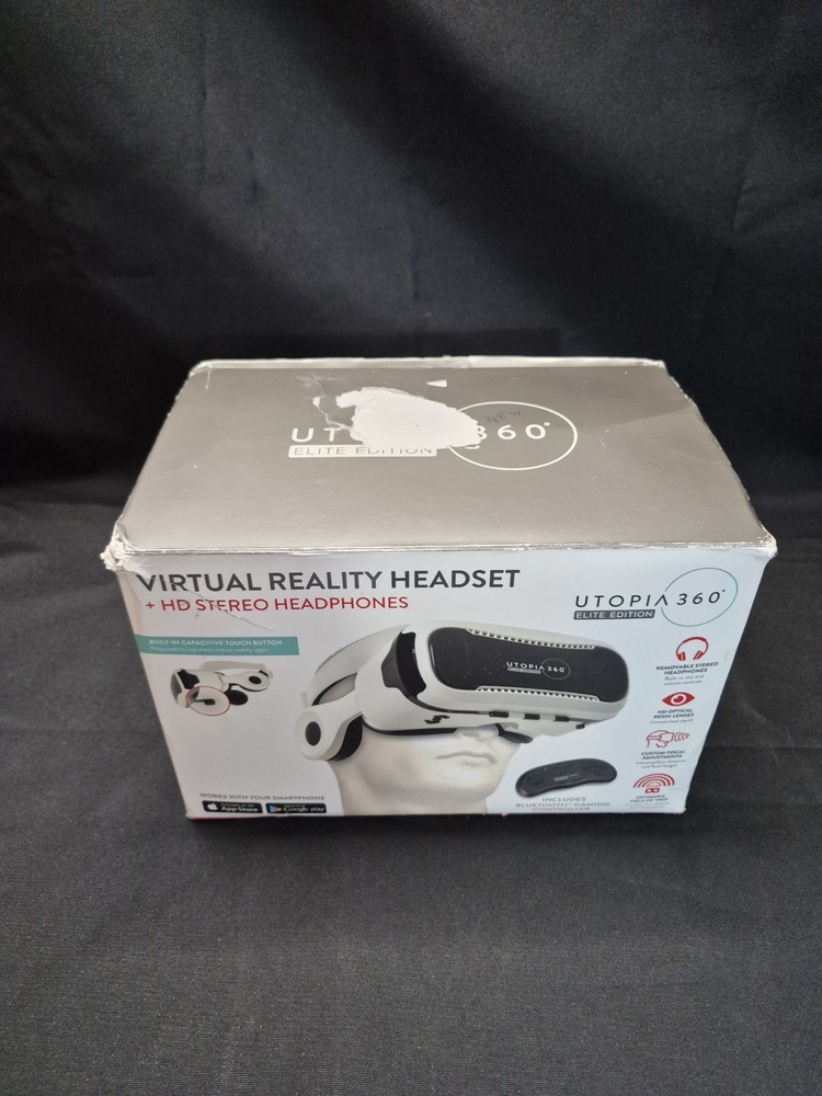 Utopia 360 Virtual Reality 3D Headset + Bluetooth Controller New In Box