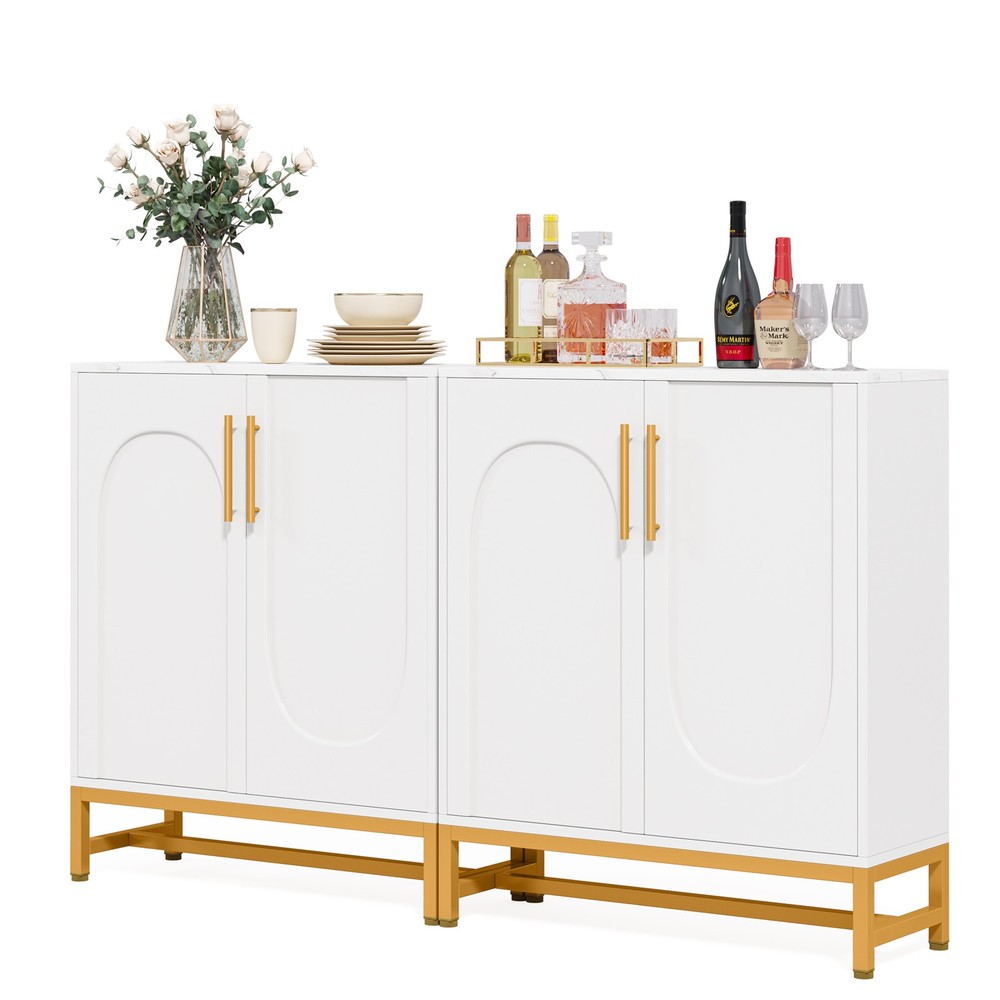 Sideboard Buffet Cabinet with Storage, Modern 4 Doors Buffets Sideboard Kitchen