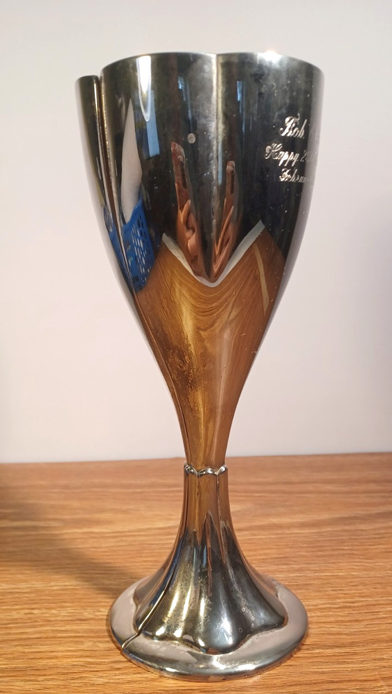 Silver Plated Celebration Cup Split Chalice Goblet 8.5" Tall