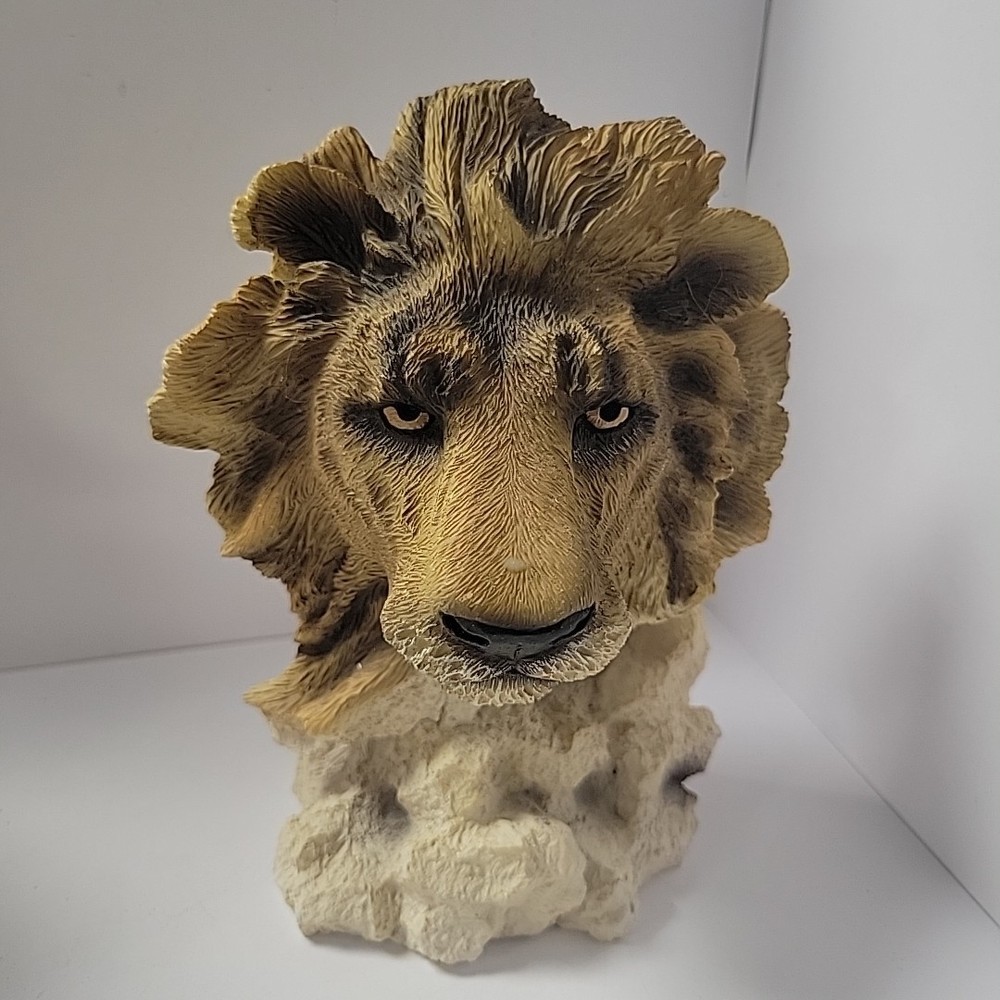 Clay Ceramic Lion Head Book Ends - 6.25" Tall