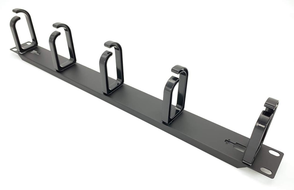 - 5 Pack 1U 19” Server Rack Cable Management Panel w/D-Ring Hooks - 1U Horizo...