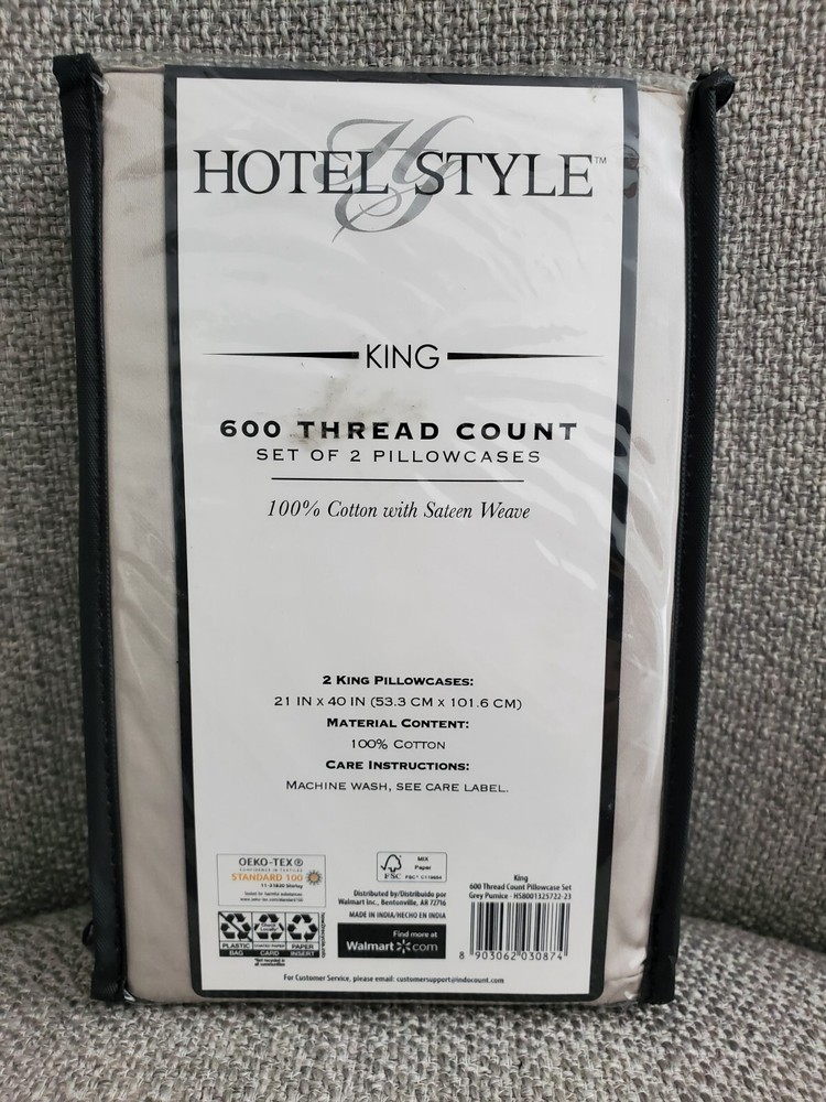 Hotel Style 600 Thread Count Solid Cotton With Sateen Weave Pillowcases 2Ct King