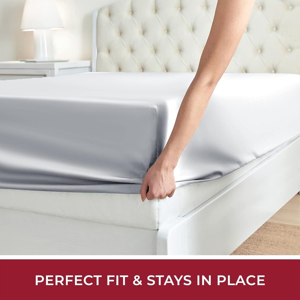 18"- 21" Extra Deep Pocket Fitted Sheet Elastic Corner Straps Soft Bed Sheet Set