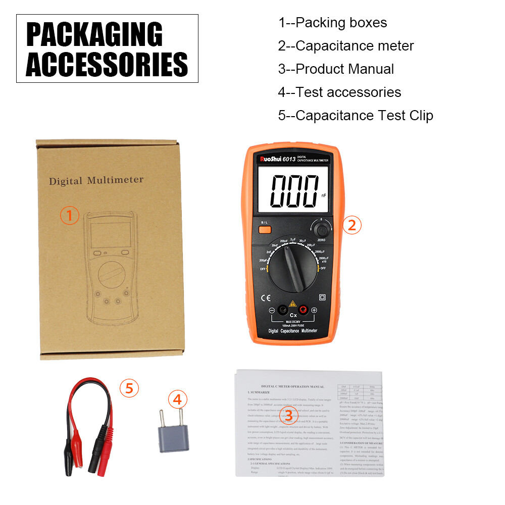 Digital Capacitance Multimeter Multi Tester Electrical Tools AC DC