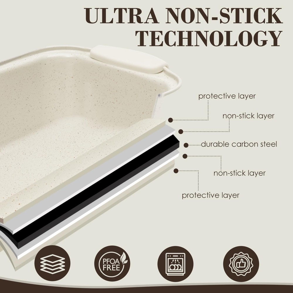 Baking Pans Set Nonstick, Stackable Bakeware Sets with Silicone 22PCS, Cream