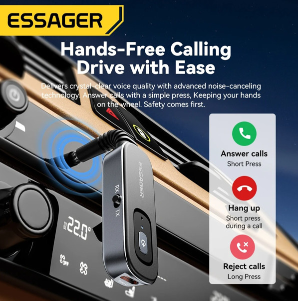 2-in-1 Bluetooth Audio Receiver Transmitter Wireless Bluetooth 5.1 3.5mm AUX