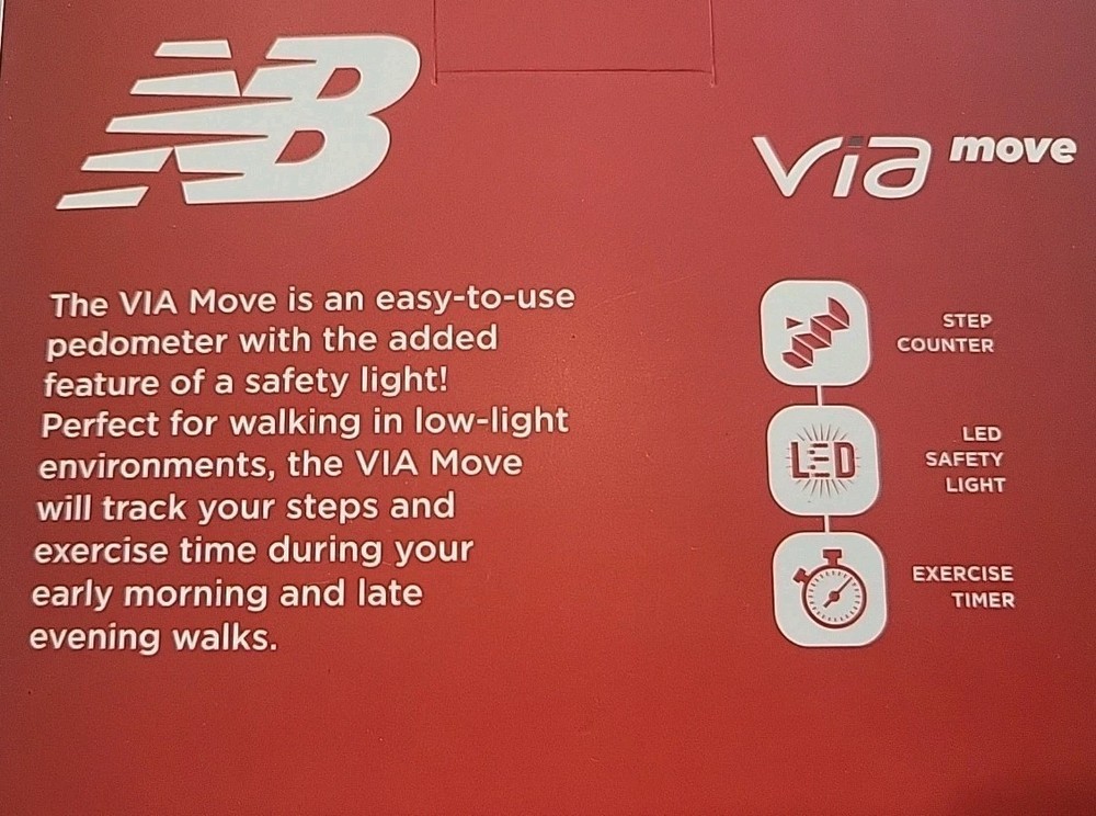 New Balance Via Move Step Pedometer Counter Exercise Timer Lights Up Sealed