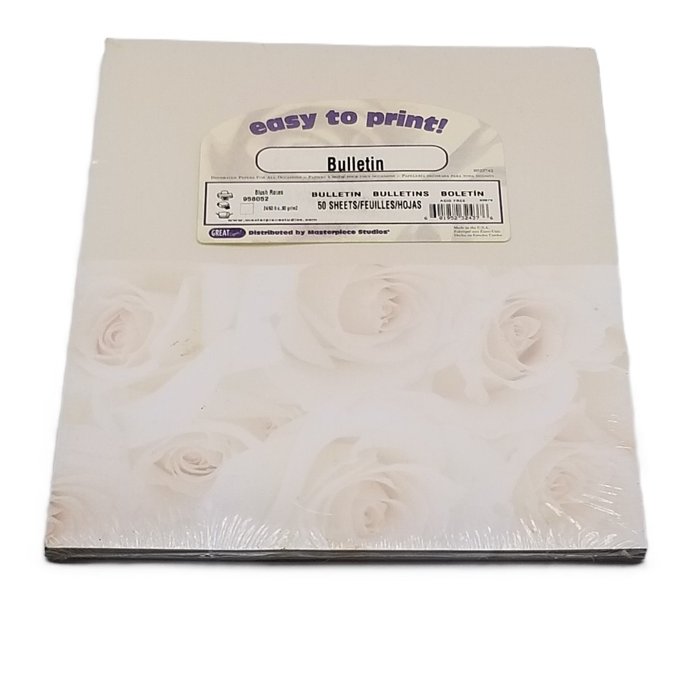 Great Papers Blush Roses Bulletin Paper 50 Sheets Folded Program NEW